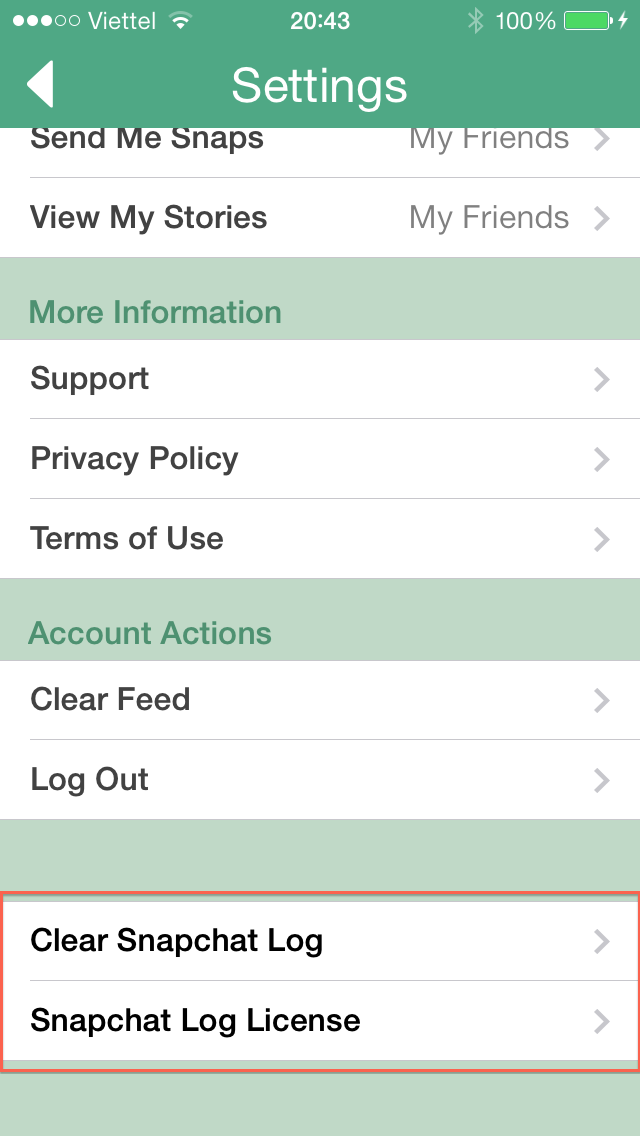 HOW TO ENABLE SNAPCHAT LOG MENU